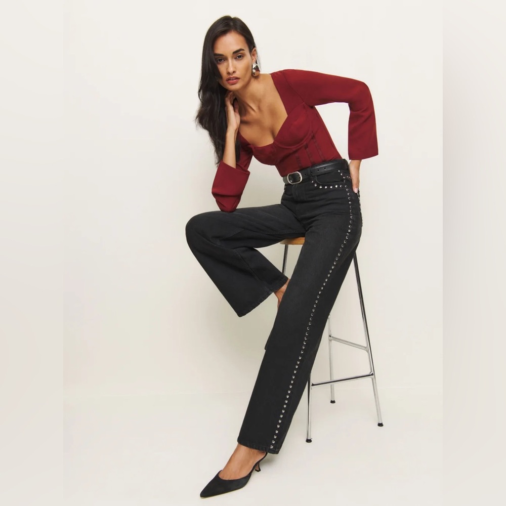 Reformation Black Wide Leg Jeans